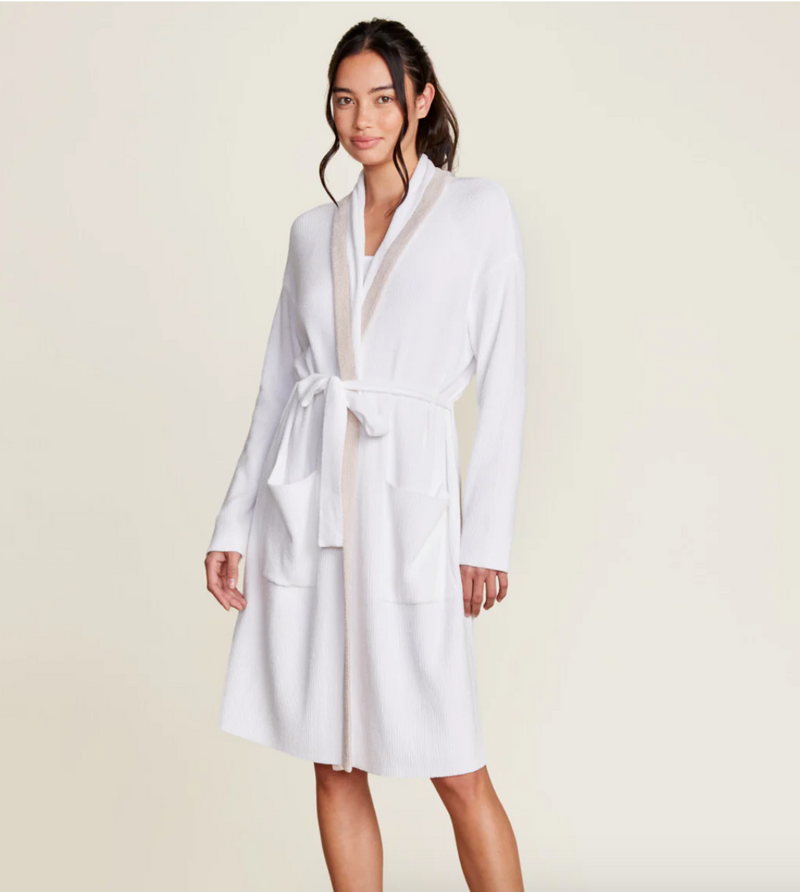 CozyChic Ultra Lite® Tipped Ribbed Short Robe, Sea Salt Shell