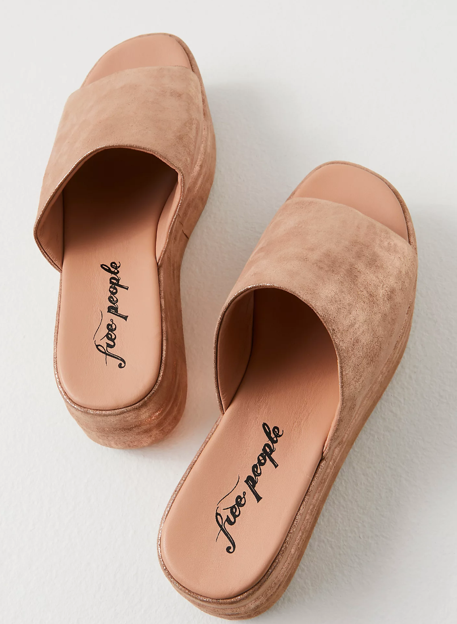 Rose gold flatform sandals shop