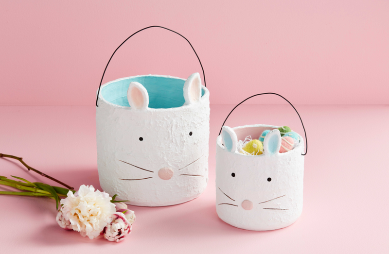 Easter Bunny Paper Mache Buckets