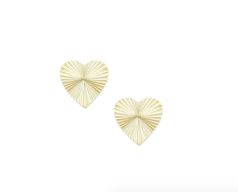 Adorned Heart Stud Earrings, Gold