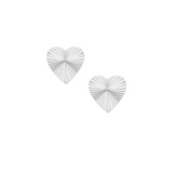 Adorned Heart Stud Earrings, Silver