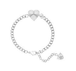 Adorned Heart Chain Bracelet, Silver