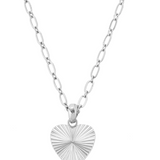 Adorned Heart Charm Necklace, Silver