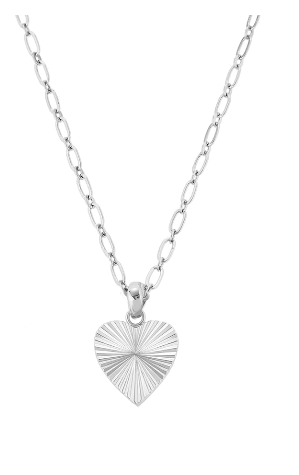 Adorned Heart Charm Necklace, Silver