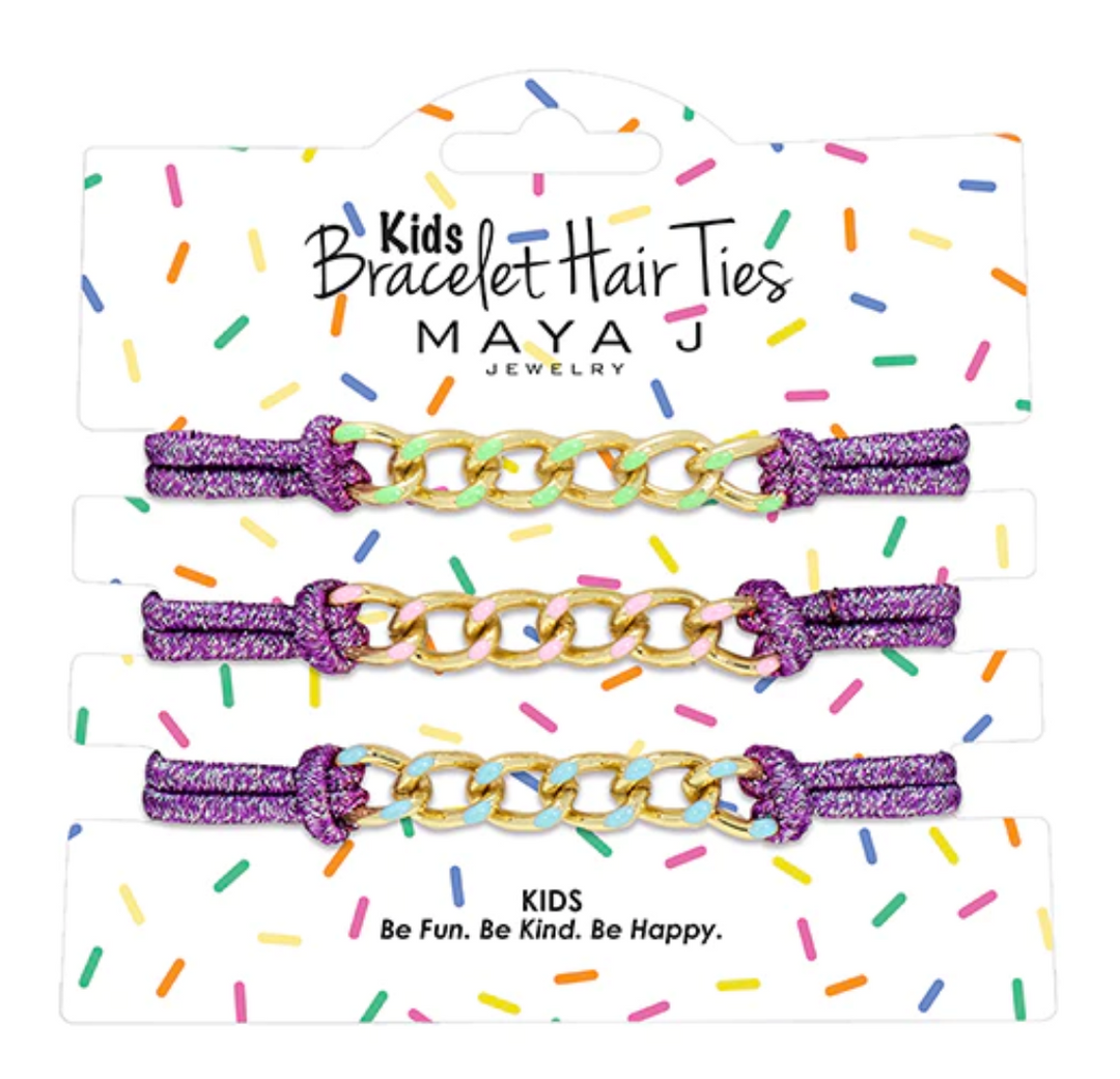 Kids Purple/Colorful Bracelet Hair Ties