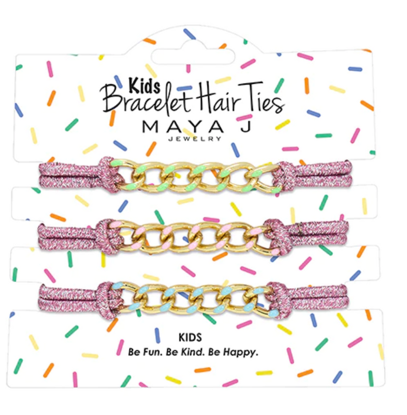 Kids Pink/Colorful Bracelet Hair Ties
