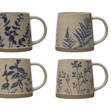 16 oz. Hand-Stamped Stoneware Mug w/ Botanicals