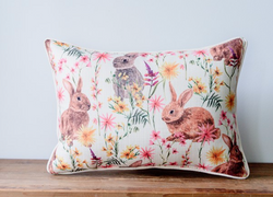 Floral Bunny Pattern Pillow