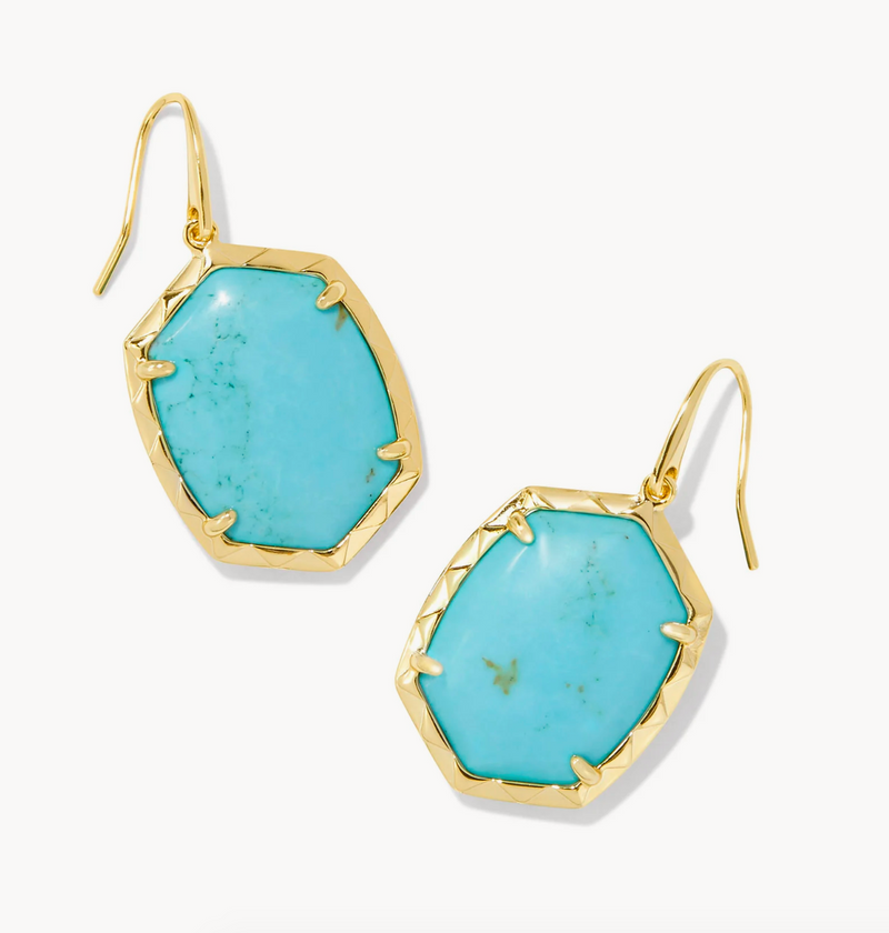Daphne Gold Drop Earring, Variegated Turquoise