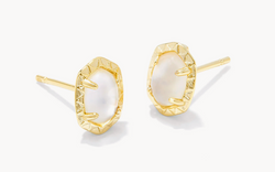 Daphne Gold Stud Earrings, Ivory MOP
