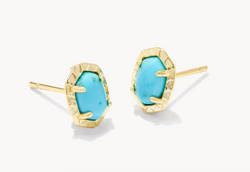 Daphne Gold Stud Earrings, Variegated Turquoise