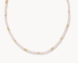 Deliah Gold Strand Necklace, Rose Quartz