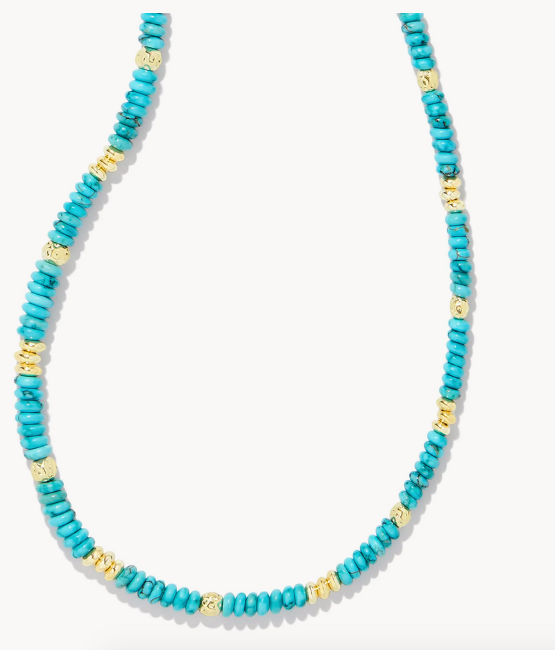 Deliah Gold Strand Necklace, Variegated Turquoise