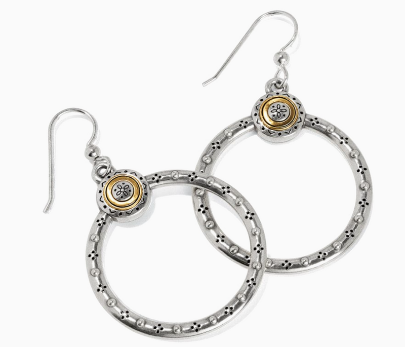 Mosaic Two Tone French Wire Hoop Earrings
