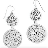 Contempo Medallion Duo French Wire Earrings, Silver