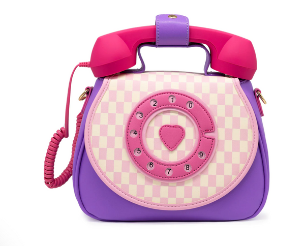 Ring Ring Phone Convertible Handbag, Pastel Checkerboard