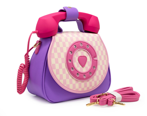 Ring Ring Phone Convertible Handbag, Pastel Checkerboard