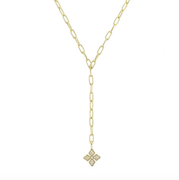 Shine Bright Cross Lariat Necklace, Gold
