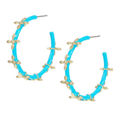Sea Breeze Cross Hoop Earrings, Light Blue