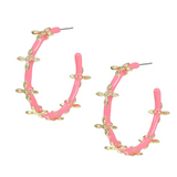 Sea Breeze Cross Hoop Earrings, Light Pink