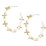 Sea Breeze Cross Hoop Earrings, White