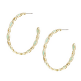 Bloom Hoop Earrings, Mint Enamel