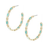 Bloom Hoop Earrings, Light Blue Enamel