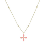 Enamel Cross Drop Necklace, Light Pink