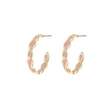 Bloom Mini Hoop Earrings, Light Pink Enamel