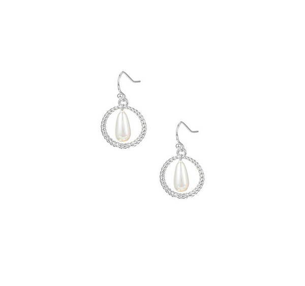 Sea Breeze Pearl Mini Drop Earrings, Silver