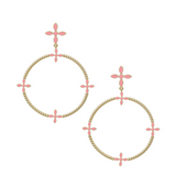 Radiant Beaded Statement Earrings, Light Pink