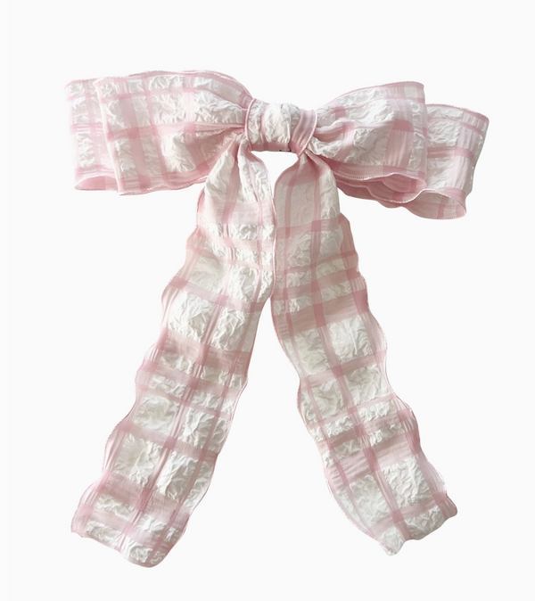 Rylie Plaid Bow, Pink