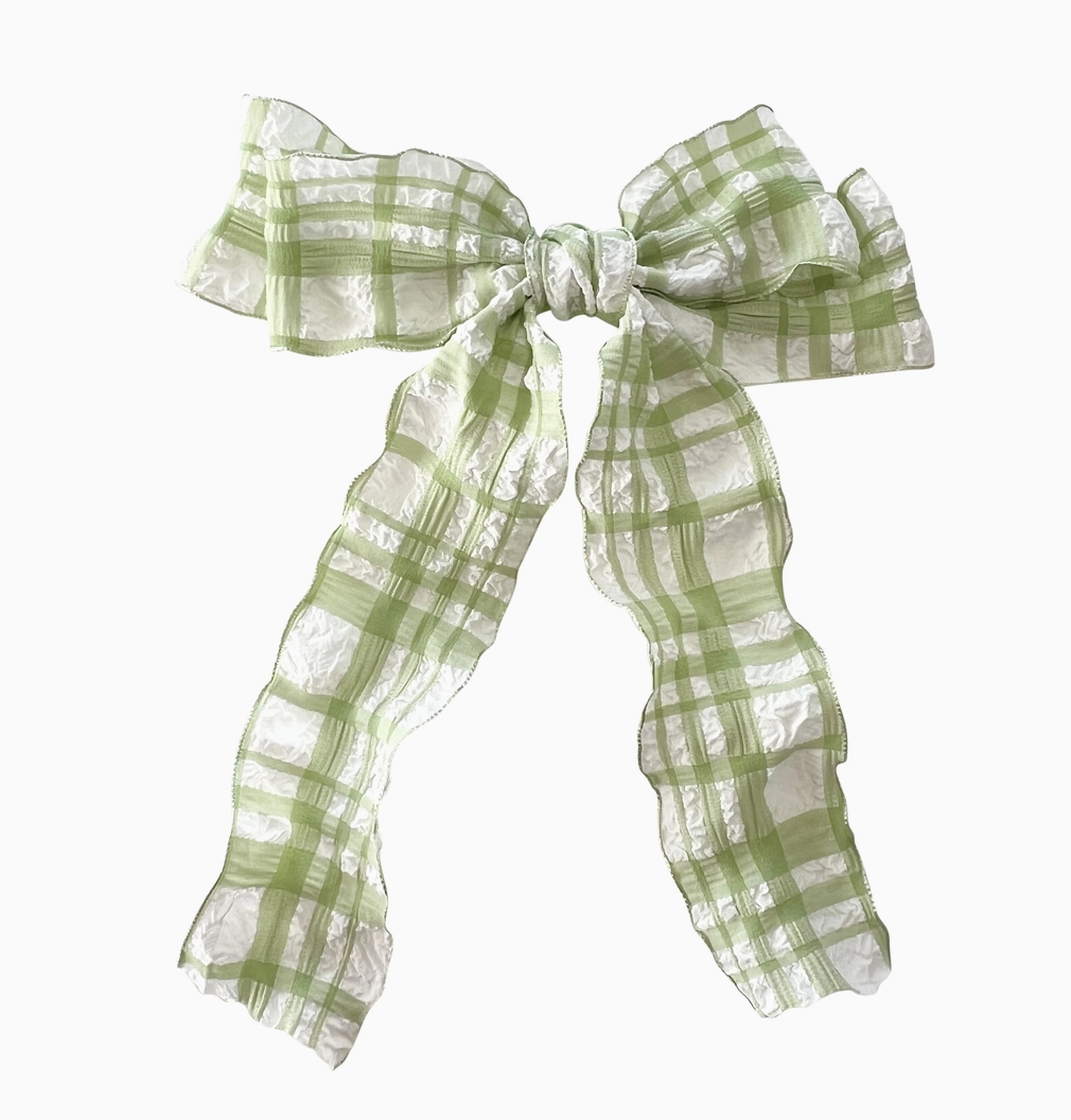 Rylie Plaid Bow, Green
