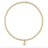 Classic Gold 2mm Bracelet - Signature Cross Small Gold Charm