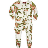 Peaches Bamboo Ruffle Zipper Footed Romper
