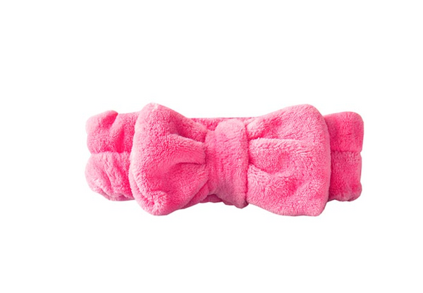 Plush Bow Headband, Hot Pink