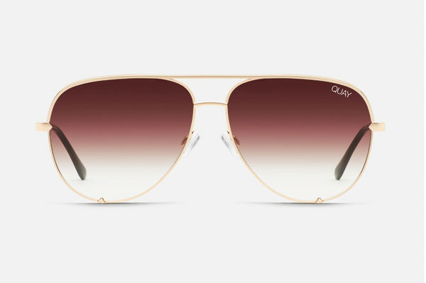 High Key Extra Large Sunglasses, Gold and Brown Fade