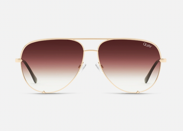 High Key Large Sunglasses, Gold and Brown Fade