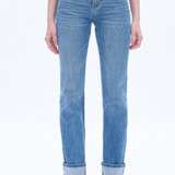 Yoyo Mid Rise Cuffed Straight Jean, Island