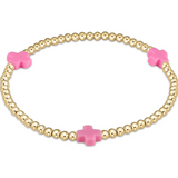 Extends Signature Cross 3mm Gold Bracelet - Bright Pink