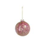 Fuchsia & Gold Glitter Glass Ball Ornament