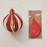 7" Paper Folding Ornament, Red/Cream