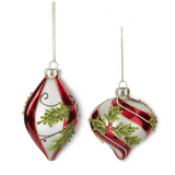Red & White Striped Teardrop Ornament
