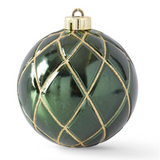 4.75" Green w Gold Glitter Shatterproof Ornament