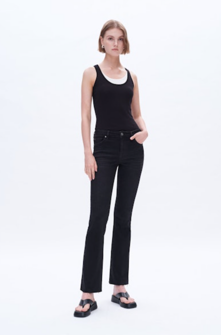 Mid Rise Bootcut Denim Jeans, Black