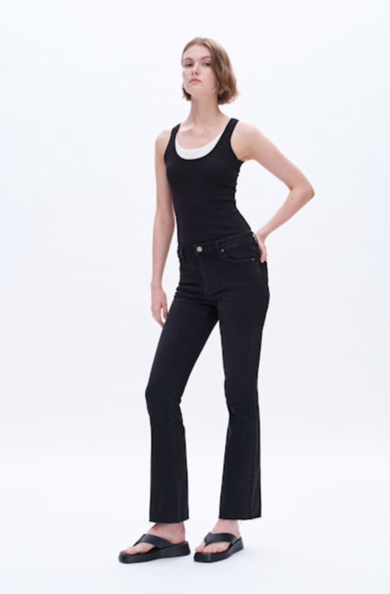 Mid Rise Bootcut Denim Jeans, Black