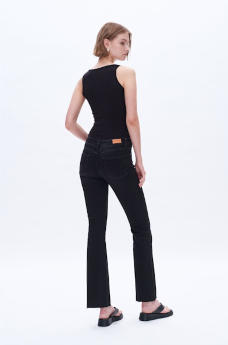 Mid Rise Bootcut Denim Jeans, Black