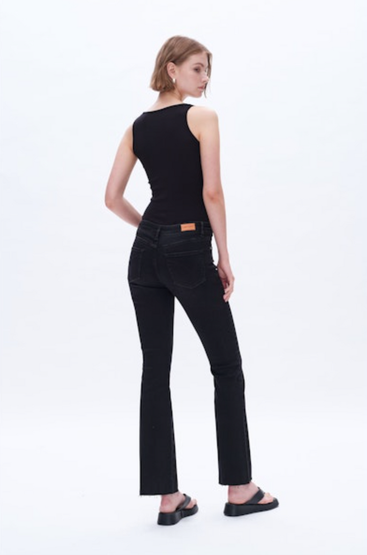 Mid Rise Bootcut Denim Jeans, Black