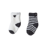 Cozychic Lite® Baby Heart Sock Set, Carbon/Pearl