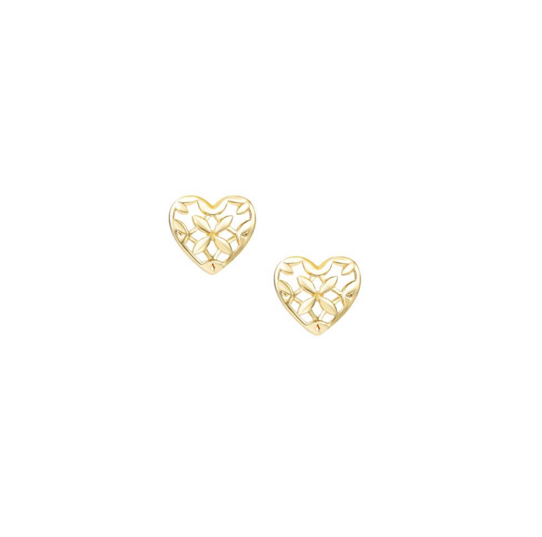 Believer Heart Stud Earrings, Gold